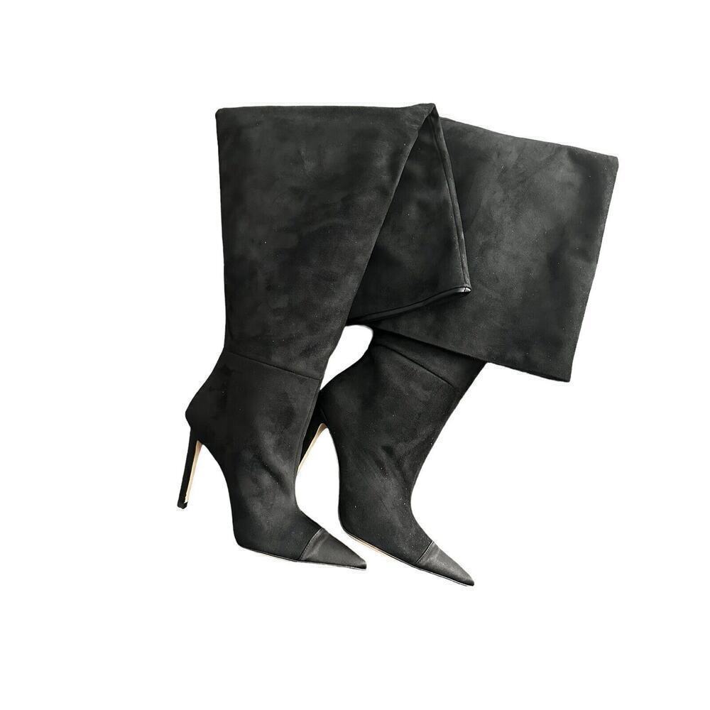 Good American Over the Knee Slouch Suede Boots Black GA173K-X Women's 7.5 NWOB - Picture 3 of 6